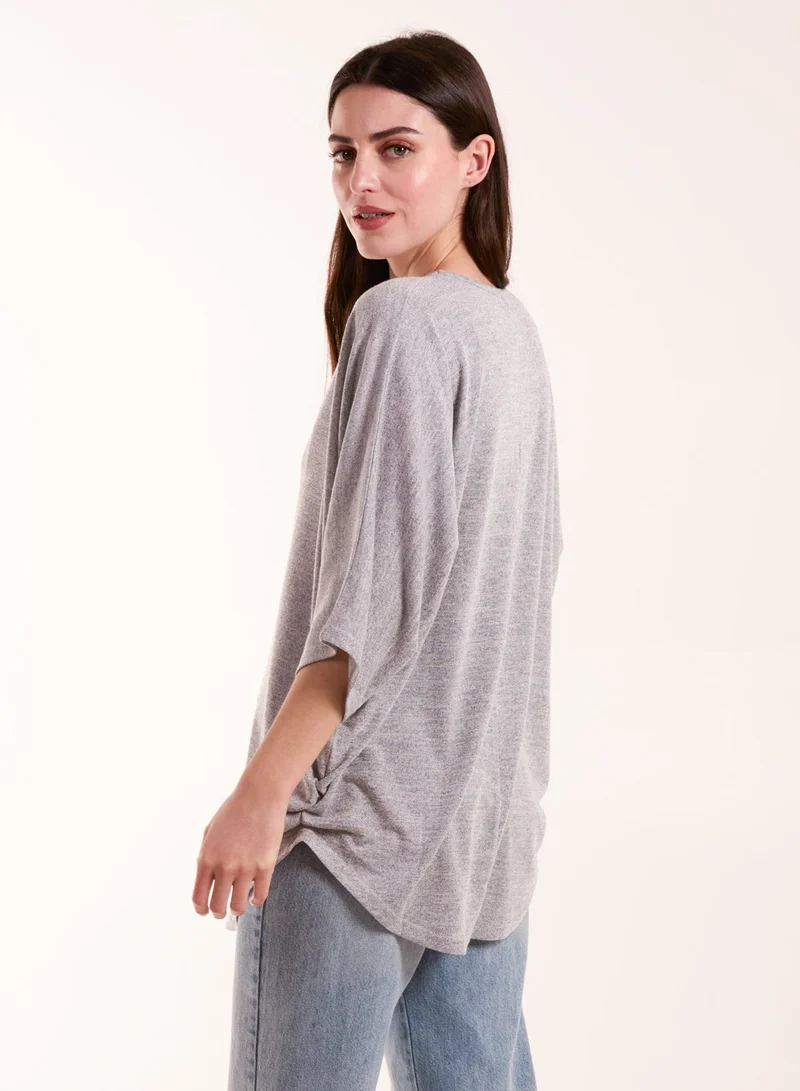 Blue Vanilla Studded Half Zip Front Top