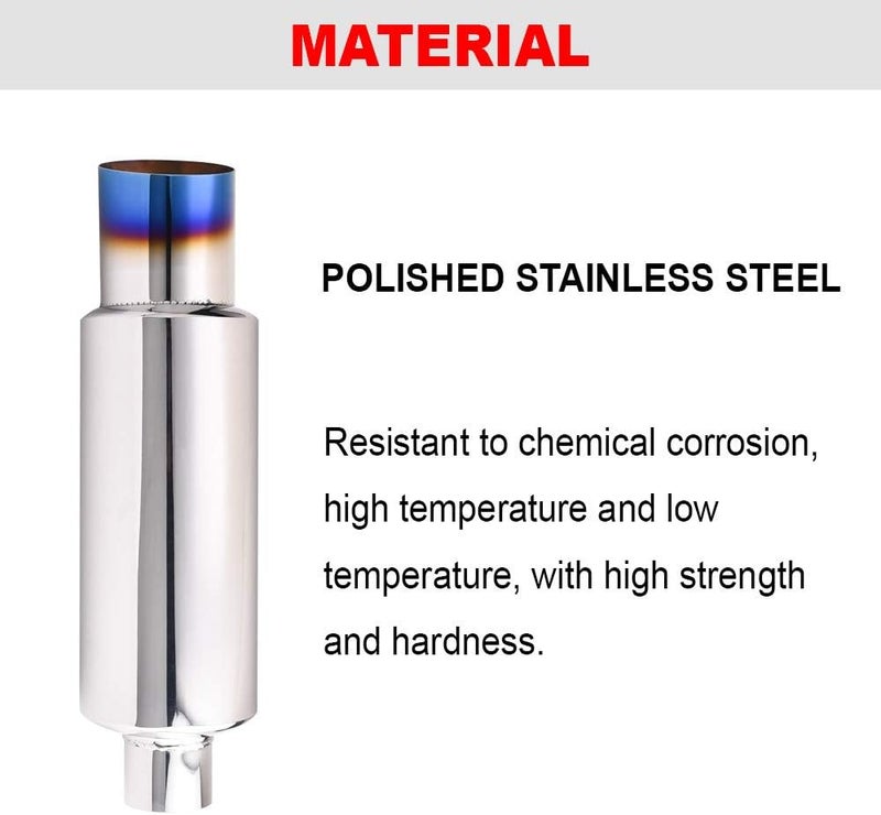 SPELAB Stainless Steel Exhaust Muffler with 2.0 Inch Inlet and 3.0 Inch Outlet - N1 Burnt Type - Image 3