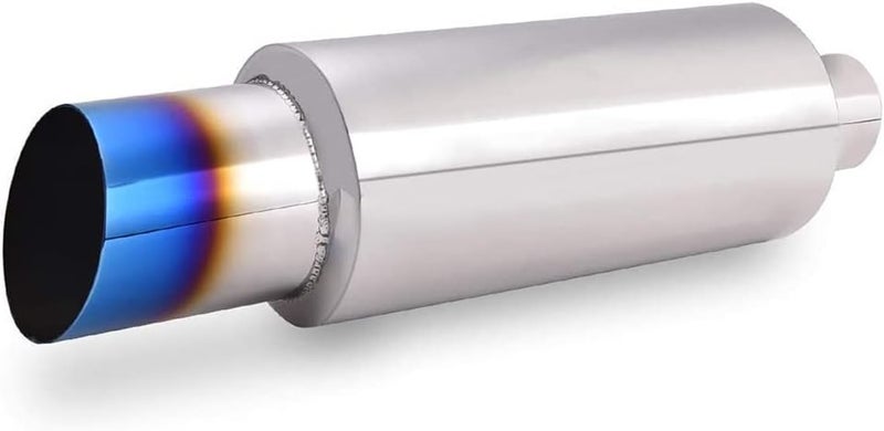 SPELAB Stainless Steel Exhaust Muffler with 2.0 Inch Inlet and 3.0 Inch Outlet - N1 Burnt Type - Image 1