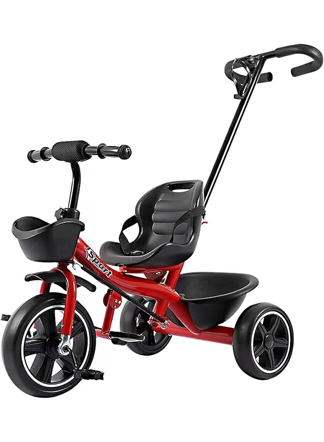 تدوو دراجة ثلاثية العجلات للأطفال بسلة تخزين مزدوجة ومقبض دفع للوالدين | دراجة ثلاثية العجلات للأطفال | دراجة للأطفال من سنتين إلى خمس سنوات (للأولاد والبنات) - Image 1