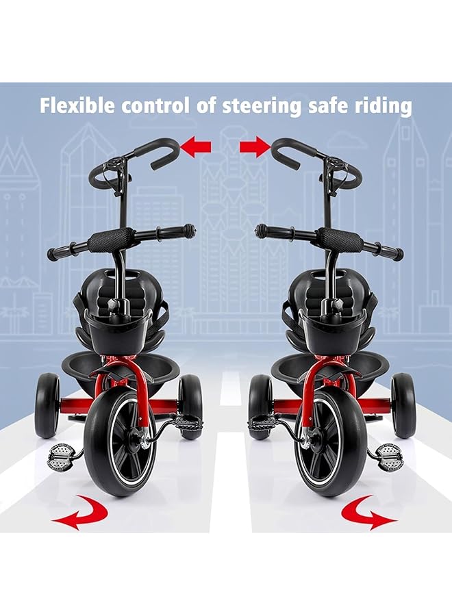 تدوو دراجة ثلاثية العجلات للأطفال بسلة تخزين مزدوجة ومقبض دفع للوالدين | دراجة ثلاثية العجلات للأطفال | دراجة للأطفال من سنتين إلى خمس سنوات (للأولاد والبنات) - Image 3