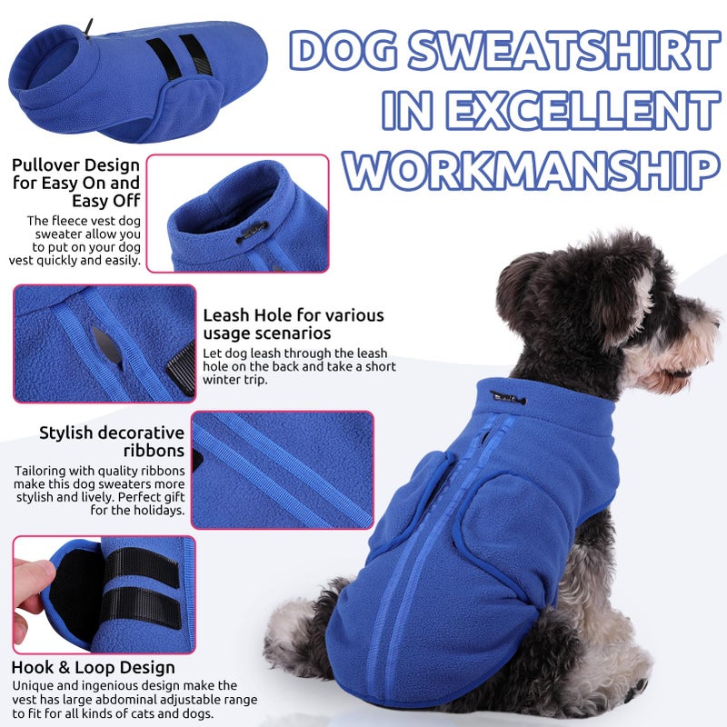 Queenmore Soft Fleece Dog Jacket, Warm Winter Coats with Leash Hole, Dachshund Sweaters for Small Dogs Cats Boy or Girl (Blue, L) - Image 3