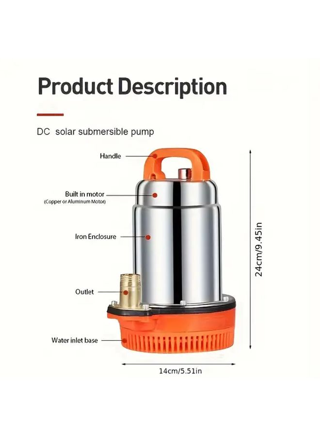 12V DC Solar Battery Powered RV Fresh Water Pump Heavy Duty Deep Well Water Pump 1 Inch Outlet For Camping Farm Irrigation Lawn Garden RV Cleaning Robust Construction Compact Design High Quality Materials Outdoor Enthusiasts - Image 2
