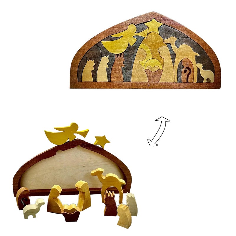 Easter Wooden Puzzle The Birth of Jesus Home Interior Decoration, Wooden Jesus Puzzle Interesting Interior Decoration for Easter Wooden Desktop and Home Decoration - Image 1
