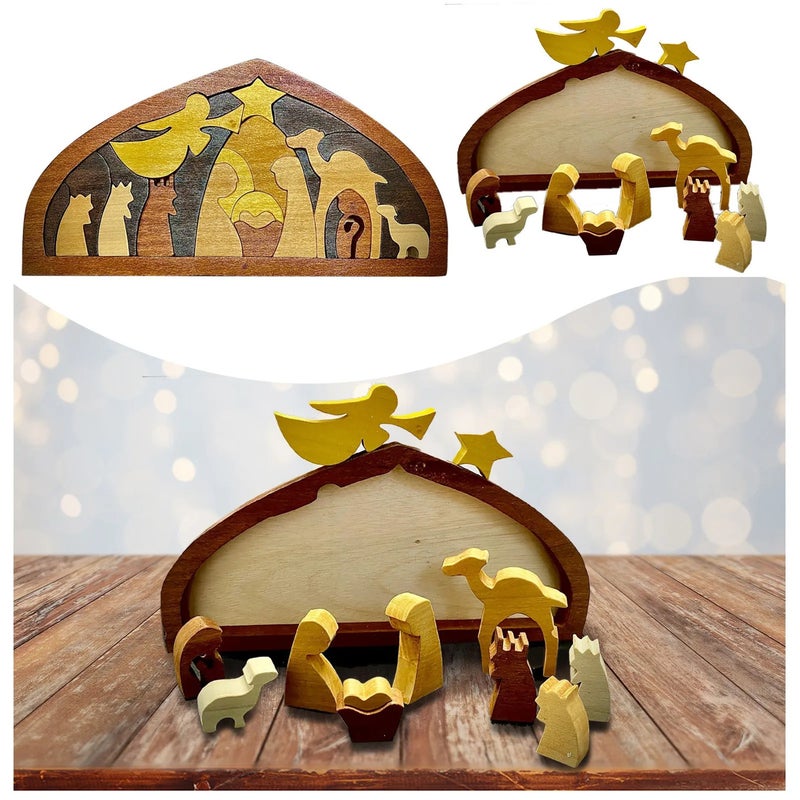 Easter Wooden Puzzle The Birth of Jesus Home Interior Decoration, Wooden Jesus Puzzle Interesting Interior Decoration for Easter Wooden Desktop and Home Decoration - Image 5