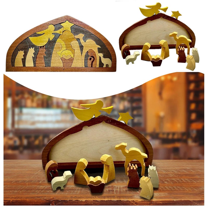 Easter Wooden Puzzle The Birth of Jesus Home Interior Decoration, Wooden Jesus Puzzle Interesting Interior Decoration for Easter Wooden Desktop and Home Decoration - Image 3