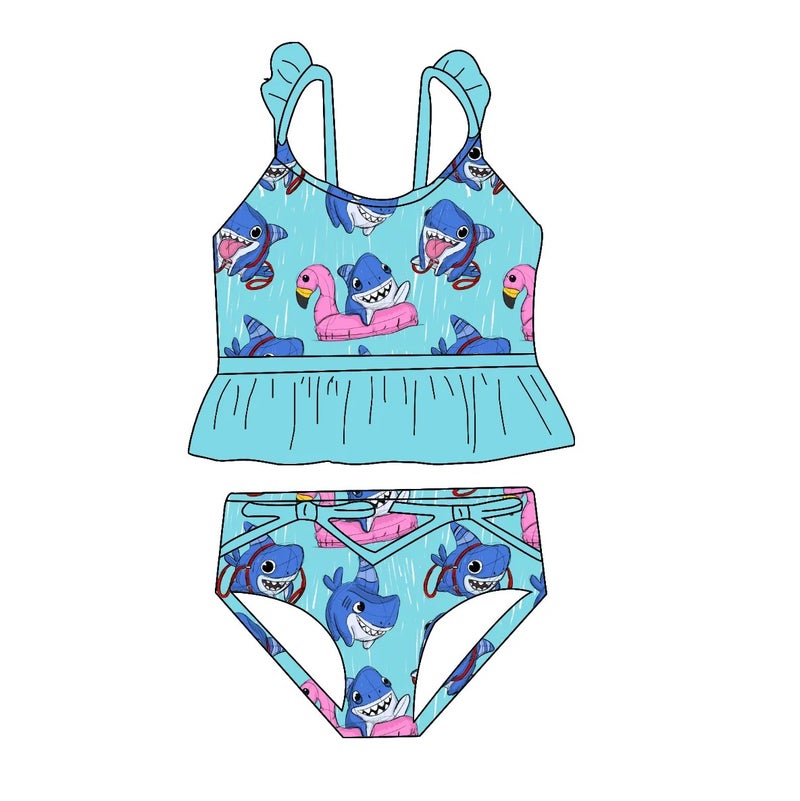Bluejw XY ized Summer Baby Cartoon Trunks Two Pieces Kids Swimwear Children Swimsuit Beach Wear Swim Suit Set - Image 1