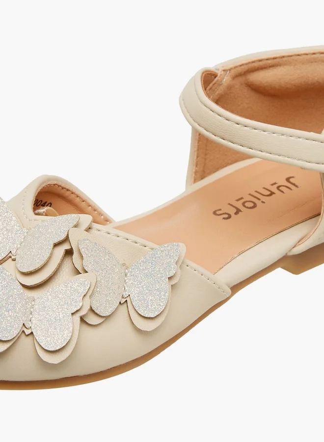 JUNIORS Butterfly Embellished Shoes with Hook and Loop Closure
