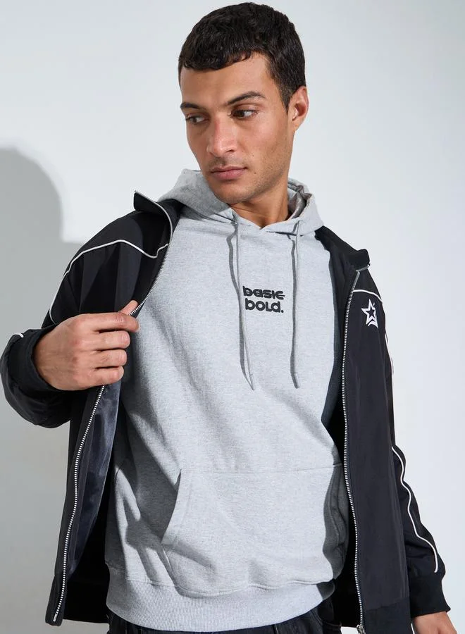 Styli Minimal Chest Print Relaxed Fit Hoodie