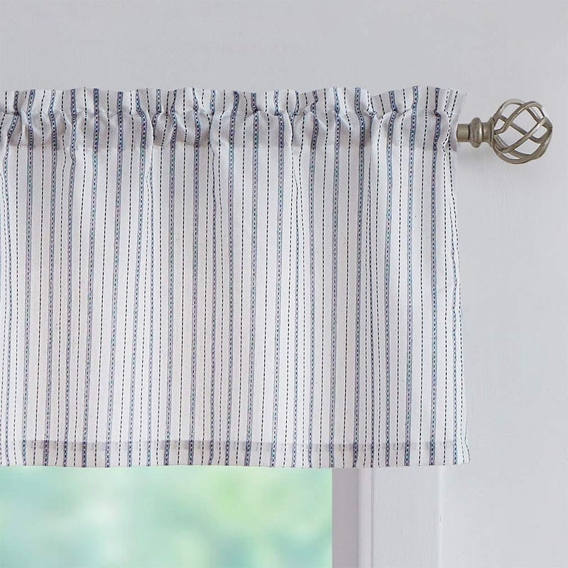 SXZJTEX SXZJTEX Blue White Rustic Valance Striped Short Curtains Pinstripe Rod Pocket Window Valances for Living Room  BedroomBathroomKitchenPatio54W x 15L 
