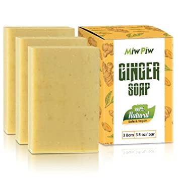 Miw Piw Ginger Soap Lymphatic Drainage Pack 3 AntiCellulite Skin Tightening Natural Ingredients Detox Soaps for Deep Clean Shower Detoxification Rejuvenating