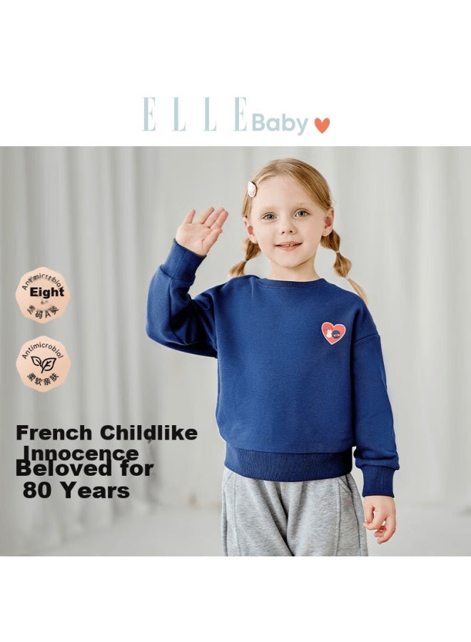 Elle Baby Kids Sweatshirt Baby Spring Autumn Top Boys Girls Sports Casual Long Sleeve Navy Blue 110 - Image 1