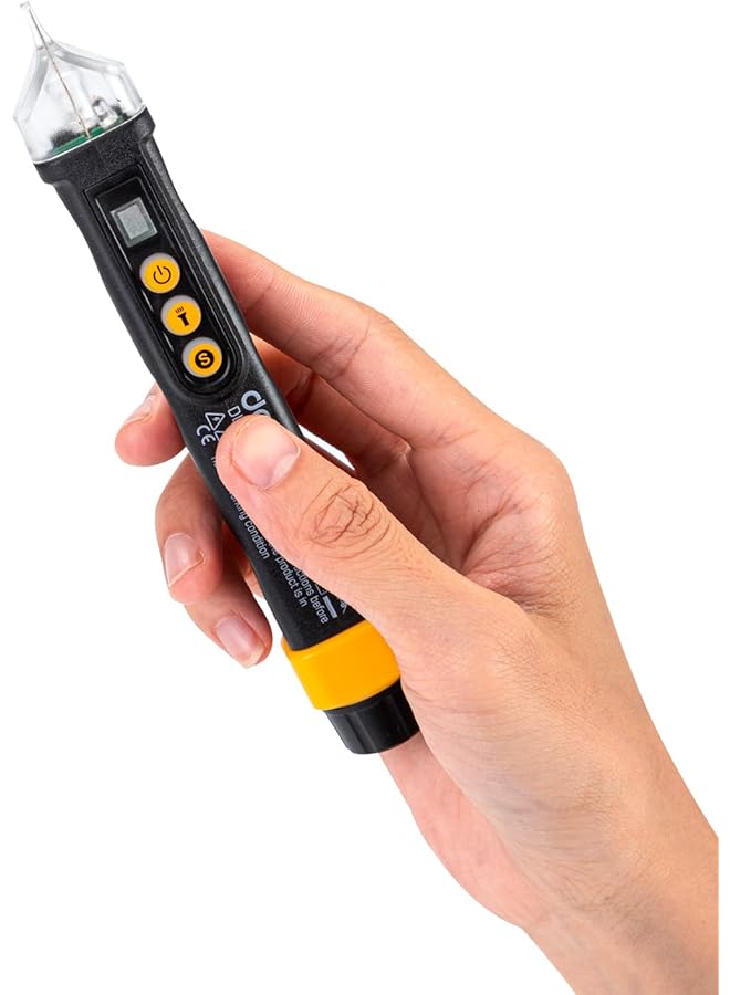Deli 12/48-1000V Ac Contactless Test Pen, Black/Yellow - Image 3