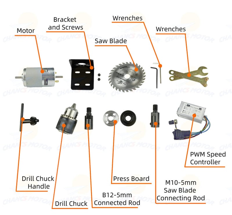 CHANCS Circular Saw Machine 775 DC Electric Motor DC 24V 12000RPM Dual Output Shaft DIY Saw Drill With PWM Speed Controller - Image 2