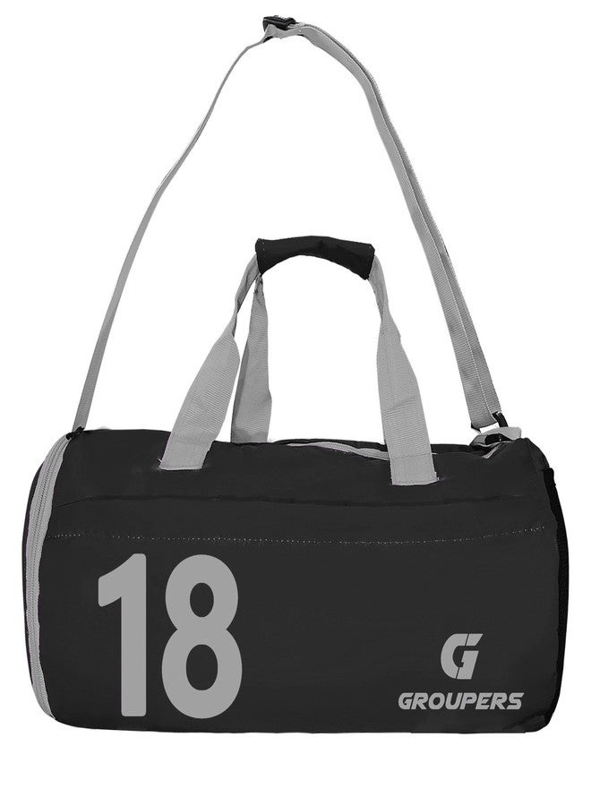 Groupers Foldable 20L Gym Bag, Water-Resistant Polyester Travel Duffel for Men & Women, Adjustable Strap, Multi-Purpose Weekender/Overnighter Bag (Black, 43×25×20 cm) - Image 1