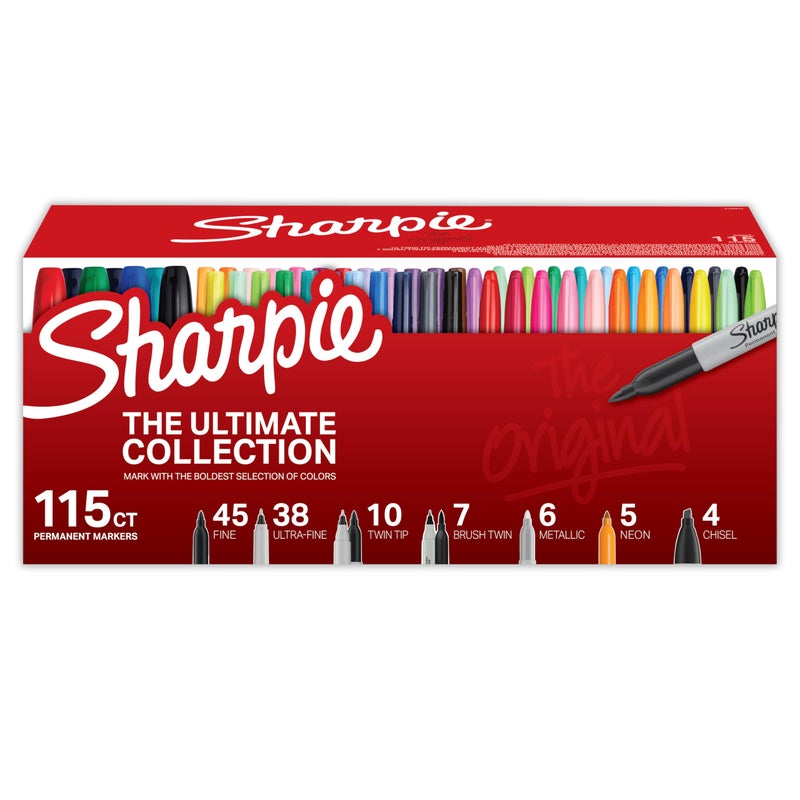 Sharpie Permanent Markers Ultimate Collection Fine and Ultra Fine Points Assorted Colors 115 Count - Image 1