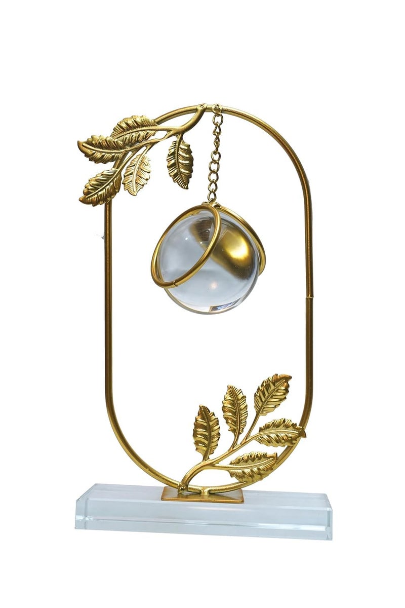 PRETOX Crystal Ball Ornament Clear with Gold Metal Stand Sculpture Statue Light Luxury Collectible Artwork Art Crafts Figurine Decors for Living Room Festival Cabinet Home Farmhouse Oval - Image 1