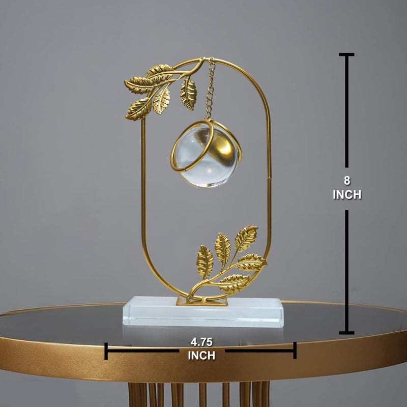 PRETOX Crystal Ball Ornament Clear with Gold Metal Stand Sculpture Statue Light Luxury Collectible Artwork Art Crafts Figurine Decors for Living Room Festival Cabinet Home Farmhouse Oval - Image 5