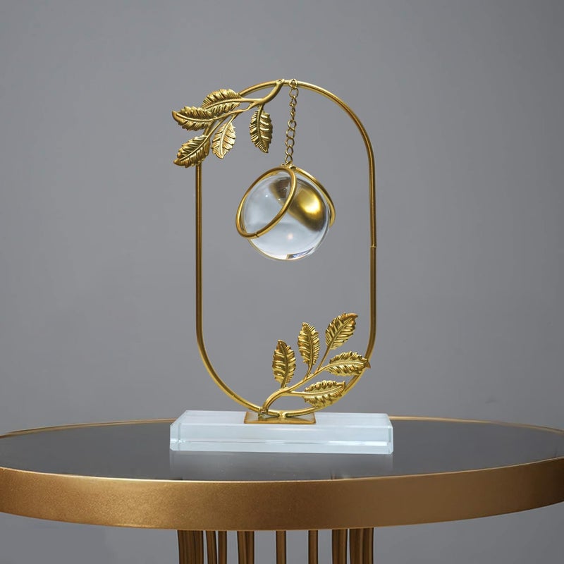 PRETOX Crystal Ball Ornament Clear with Gold Metal Stand Sculpture Statue Light Luxury Collectible Artwork Art Crafts Figurine Decors for Living Room Festival Cabinet Home Farmhouse Oval - Image 4