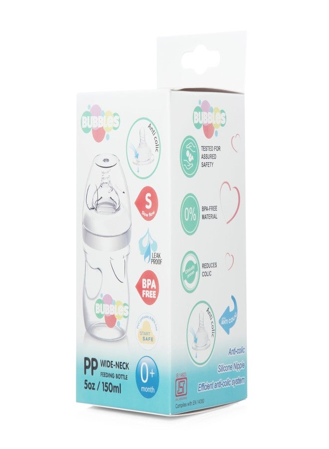 Bubbles Wide Nack Anti Colic Wide Neck Essential Baby Feeding Bottle 150 ml (Green) - Image 5