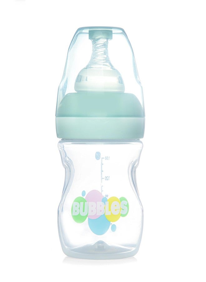 Bubbles Wide Nack Anti Colic Wide Neck Essential Baby Feeding Bottle 150 ml (Green) - Image 1