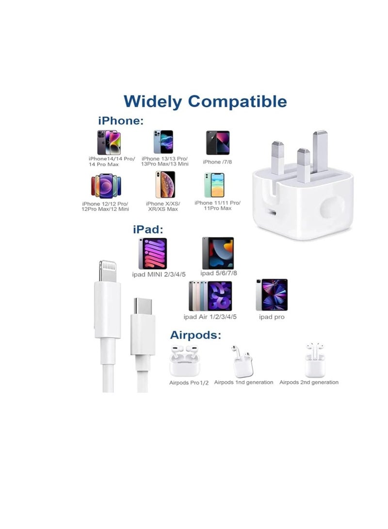 Case Logic 20W USB C Wall Fast Charger with 2m USB C to Lightning Cable 【Apple MFi Certified】Compatible with iPhone 14/14 Pro/14 Pro Max/13/12/SE2020/11/XR/XS Max/X/iPad, ect… - Image 3