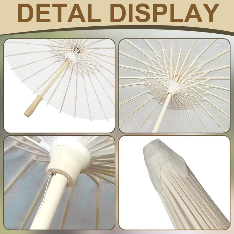 Kvittra 33 Inch White Paper Umbrellas, 12 Pack Oiled Paper Umbrellas Wedding Party Favor Decorative Chinese Japanese Silk Parasol Umbrella DIY for Wedding Bridal Party Decor - Image 5