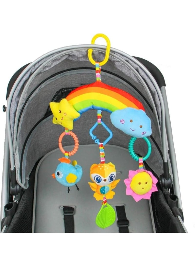 Stroller Toys & Car Seat Toys for Babies 0-6 Months, Hanging Rattle Toy Clip on Toy for Crib Stroller Car Seat Baby Toy,Sensory Plush Animal Toys Learning Toy Plush Animal Toys for Newborn Baby  - Image 1