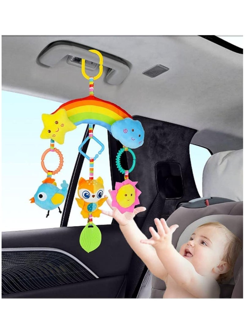 Stroller Toys & Car Seat Toys for Babies 0-6 Months, Hanging Rattle Toy Clip on Toy for Crib Stroller Car Seat Baby Toy,Sensory Plush Animal Toys Learning Toy Plush Animal Toys for Newborn Baby  - Image 2