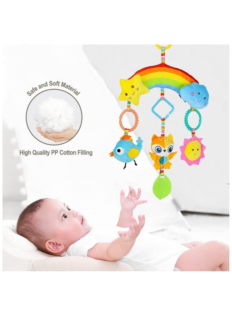 Stroller Toys & Car Seat Toys for Babies 0-6 Months, Hanging Rattle Toy Clip on Toy for Crib Stroller Car Seat Baby Toy,Sensory Plush Animal Toys Learning Toy Plush Animal Toys for Newborn Baby  - Image 3