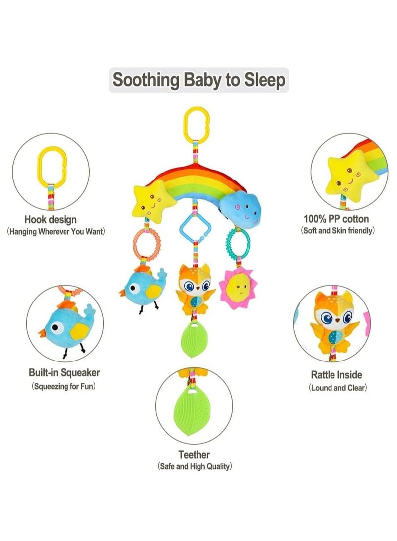 Stroller Toys & Car Seat Toys for Babies 0-6 Months, Hanging Rattle Toy Clip on Toy for Crib Stroller Car Seat Baby Toy,Sensory Plush Animal Toys Learning Toy Plush Animal Toys for Newborn Baby  - Image 4