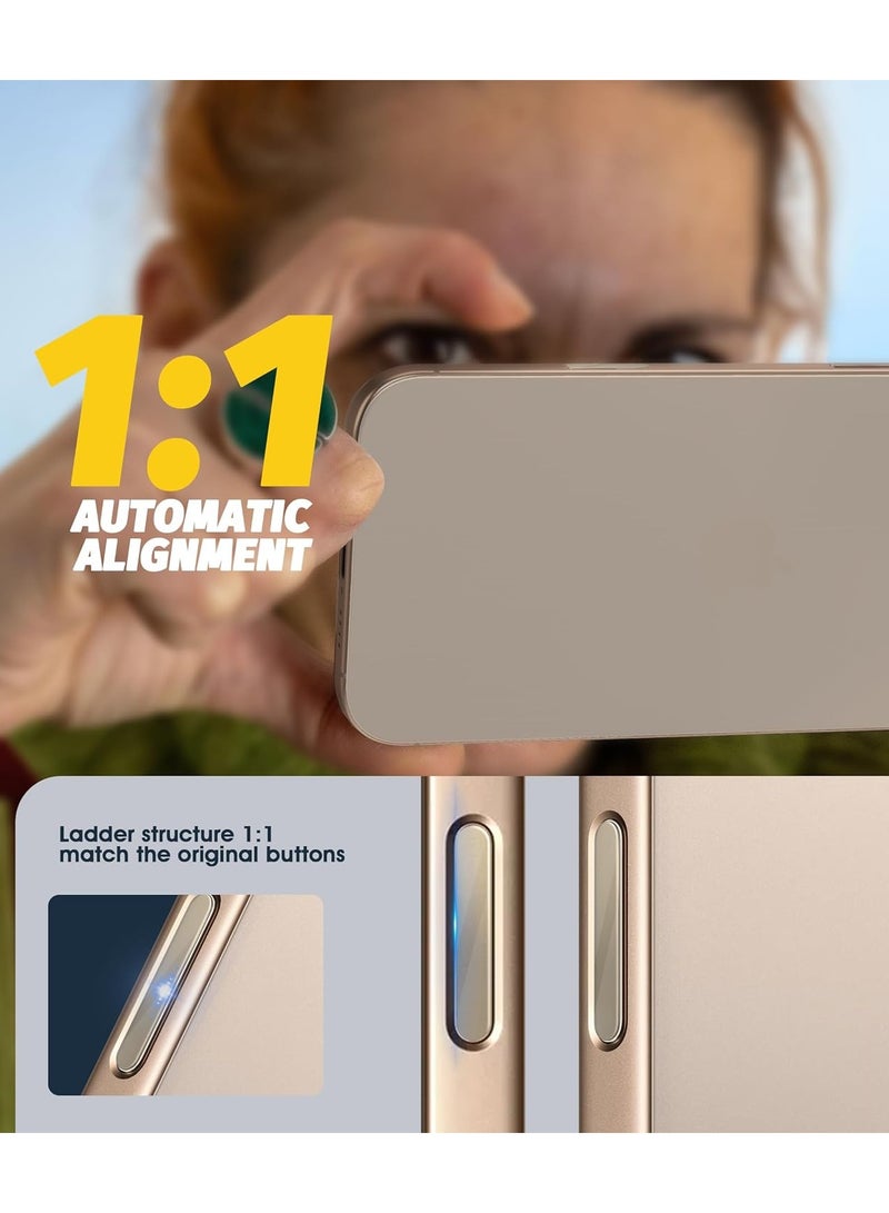 حزمة 4 متوافقة مع آيفون 16/16 بلس/16 برو/16 برو ماكس واقي زر التحكم في الكاميرا، زجاج مقسى عالي الدقة حماية قوية - ذهب صحراوي - Image 4