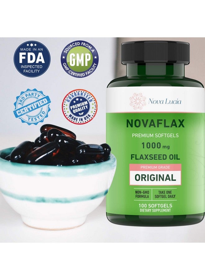 Nova Lucia Natural Organic Flaxseed Oil 1000 Mg Essential Omega 3 6 9 Natural Ala Healthy Hair Skin And Nails Gluten Free Nongmo Hexane Free 100 Liquid Softgels - Image 3