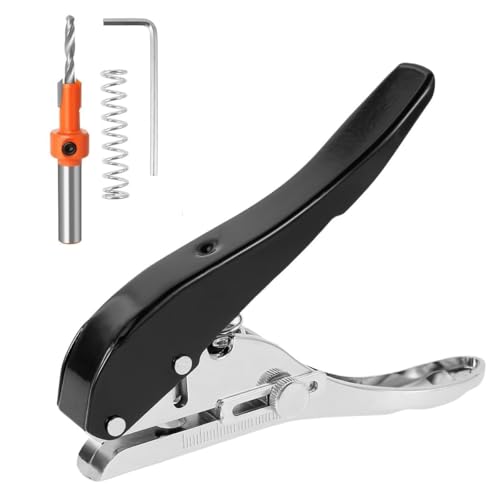 SEMITO 10mm Furniture Edge Band Hole Punch Tool for PVC, Veneer & Paper – Single Hole Punch Plier with Drilling Guide & Spring 25-30mm Adjustable Depth - Image 1