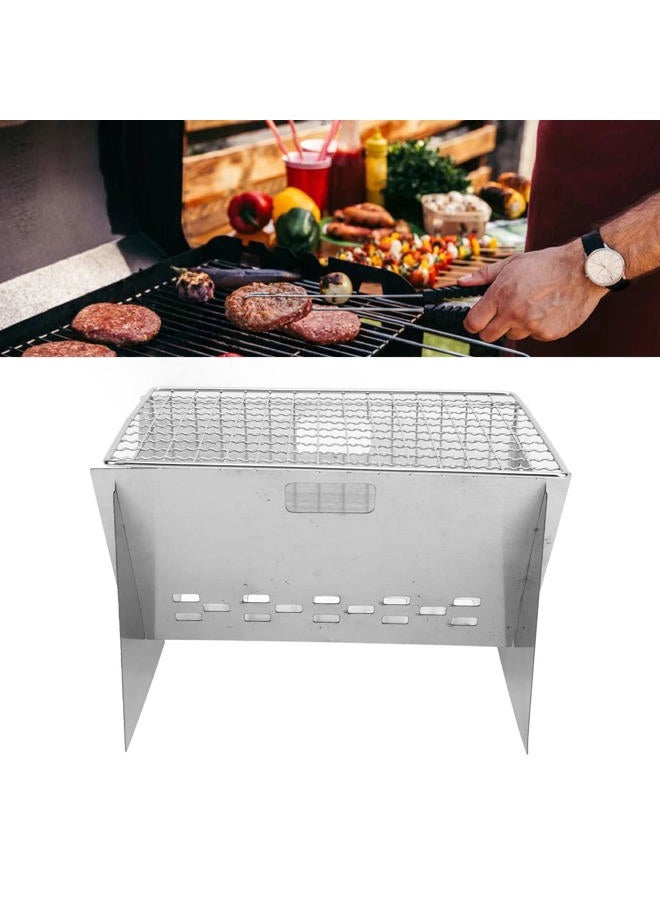 Mrisata Folding Charcoal BBQ Grill Stainless Steel Mini Detachable Portable Barbecue Grill for Outdoor Camping, BBQ Charcoal Rotisserie Roaster Grill for Camping Outdoor Kitchen, Modern - Image 4