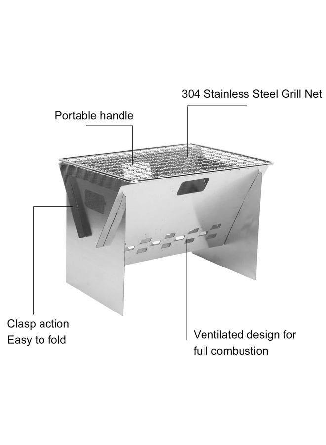 Mrisata Folding Charcoal BBQ Grill Stainless Steel Mini Detachable Portable Barbecue Grill for Outdoor Camping, BBQ Charcoal Rotisserie Roaster Grill for Camping Outdoor Kitchen, Modern - Image 3