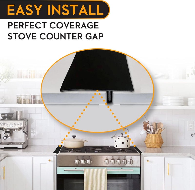 ThreadNanny أغطية فراغ الموقد 2 عبوة مقاومة للحرارة وآمنة في غسالة الصحون من السيليكون لإغلاق الفجوات بين الموقد والكونتر، قابلة لإعادة الاستخدام لملء الفتحات بين الموقد والكونتر، تستخدم لتسربات في مطبخ حراس جوانب الموقد. - Image 2
