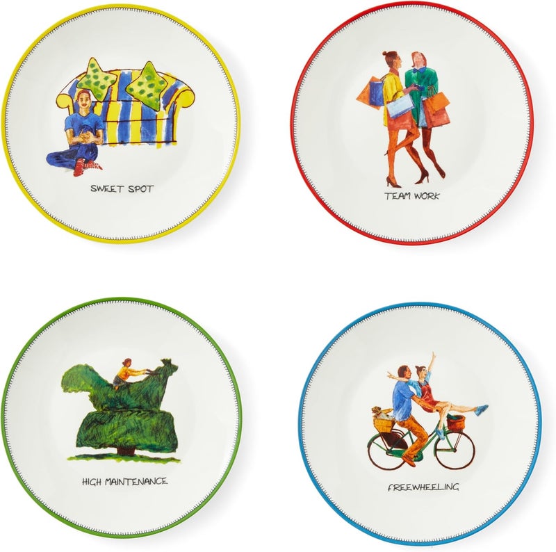 Spode Kit Kemp 6 Doodles Tidbit Tray  Assorted Taglines  Fine China  Dishwasher Safe  Ideal for Appetizers Snacks or Desserts  Home Entertainment and Gathering Use - Image 2