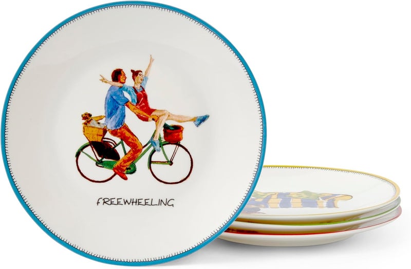 Spode Kit Kemp 6 Doodles Tidbit Tray  Assorted Taglines  Fine China  Dishwasher Safe  Ideal for Appetizers Snacks or Desserts  Home Entertainment and Gathering Use - Image 1