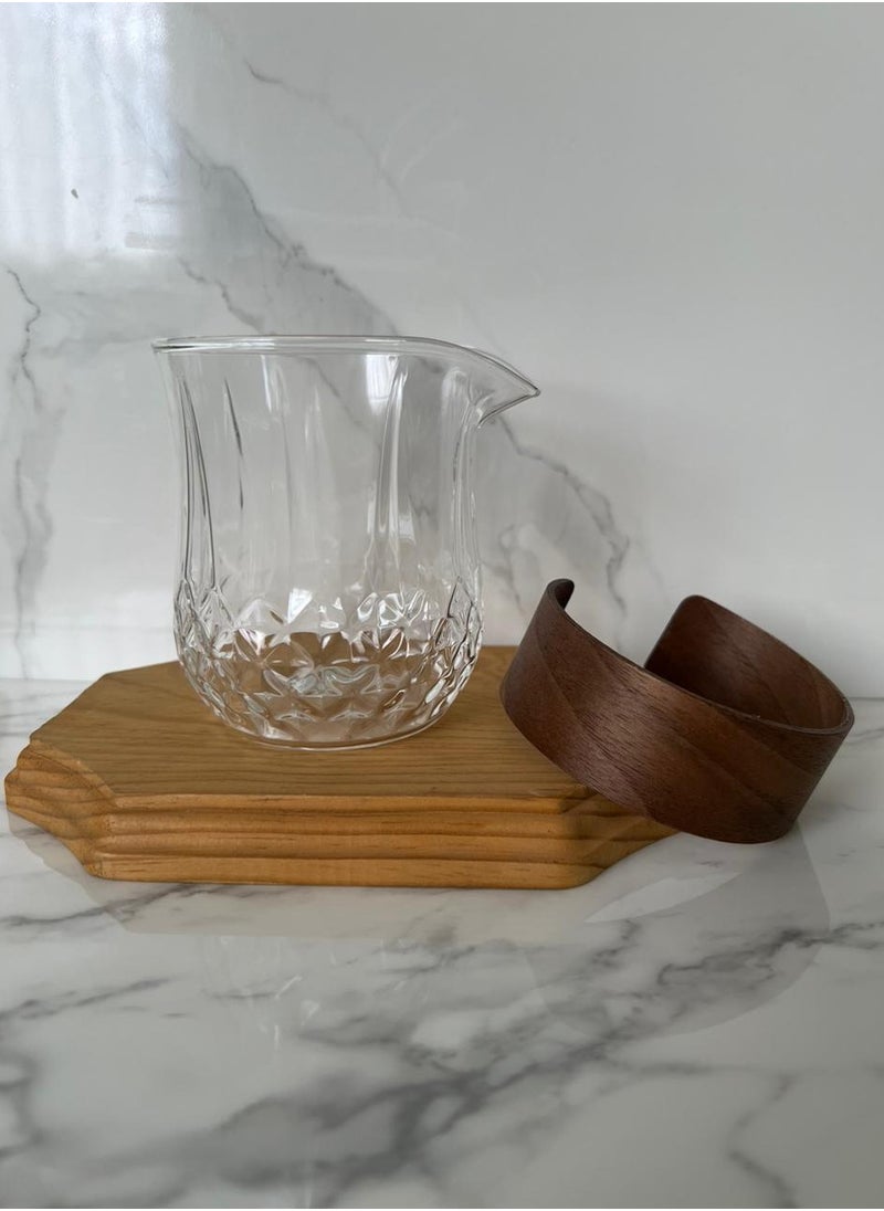 Generic - Crystal style glass cup with brown wood bracelet, one piece - Image 1