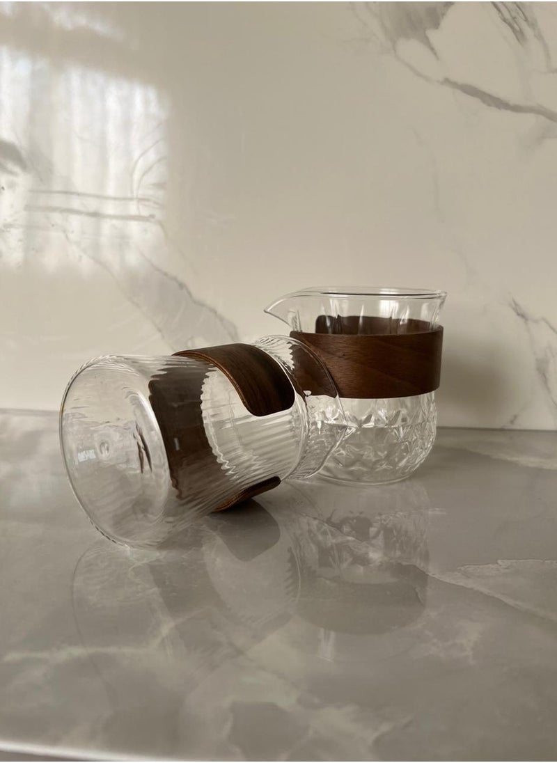 Generic - Crystal style glass cup with brown wood bracelet, one piece - Image 1