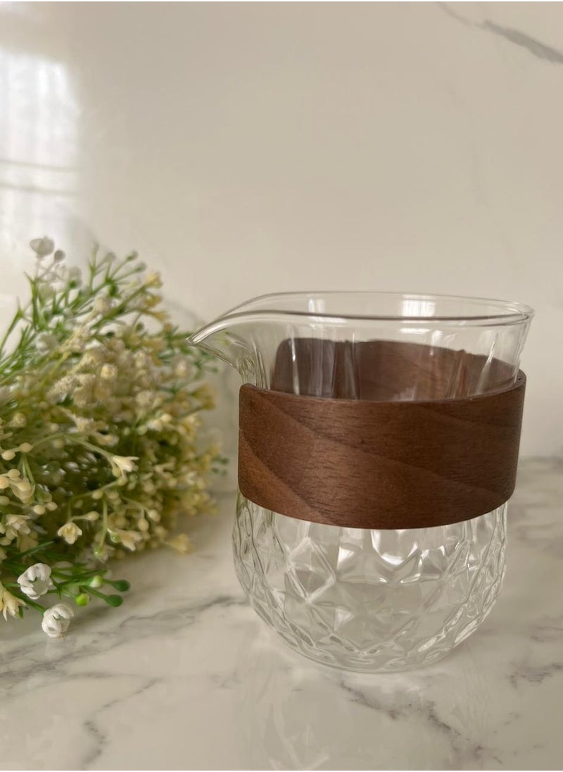 Generic - Crystal style glass cup with brown wood bracelet, one piece - Image 1