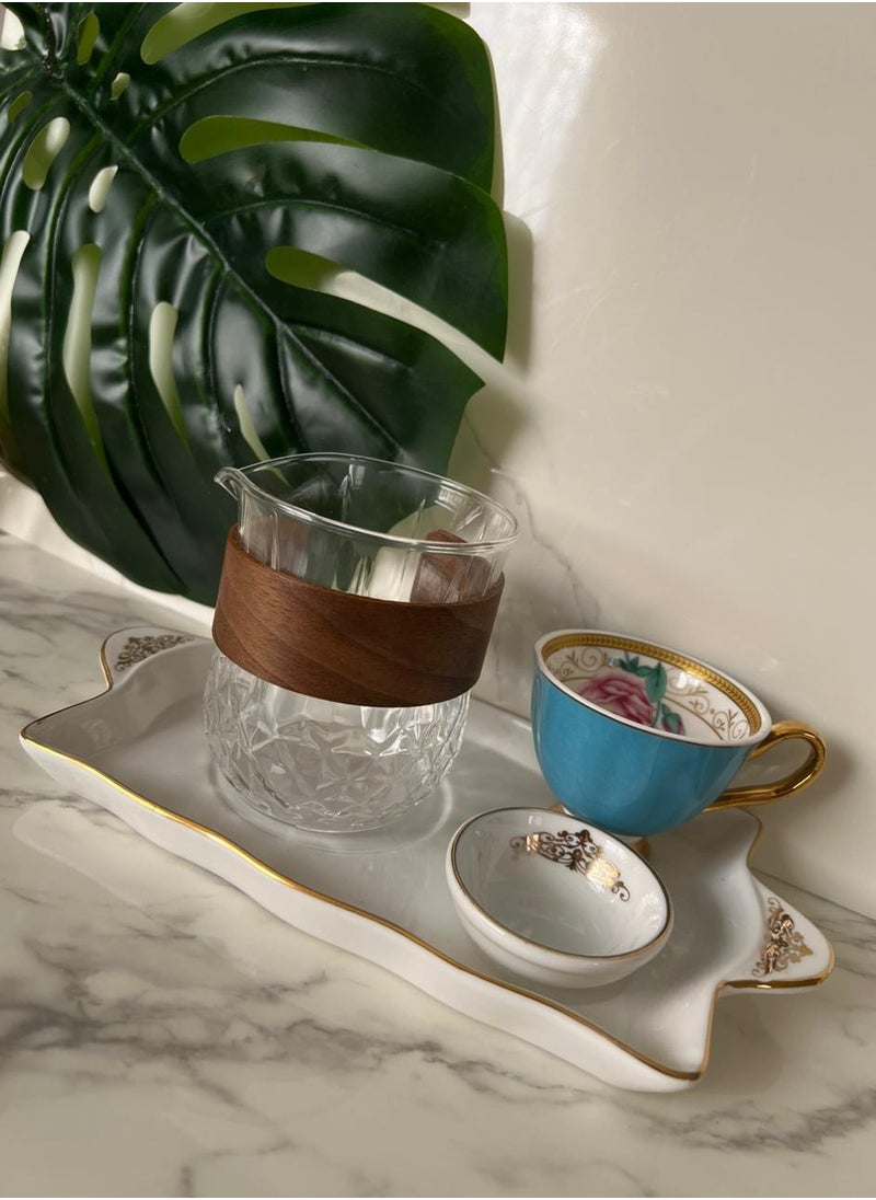 Generic - Crystal style glass cup with brown wood bracelet, one piece - Image 1