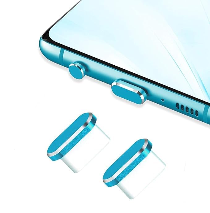 Enclave USB C Dust Plug, Type C Anti Dust Plug Cover Charging Port Protector Cap with Cleaning Brush for All USB C Devices.(Pack of 2) (Light Blue) - Image 1