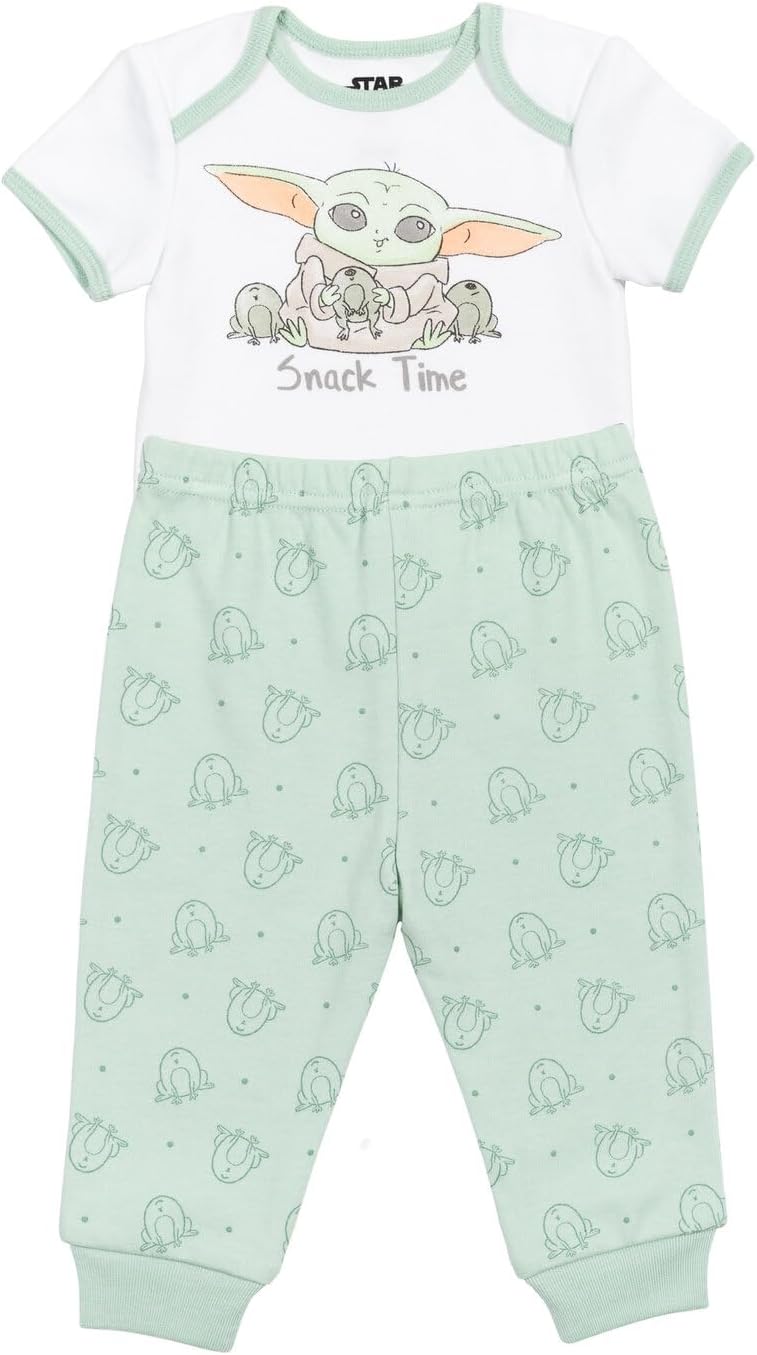 Starwars Mandalorian The Child Baby Boys Layette Set: Bodysuit Pants Bib Hat - Image 2