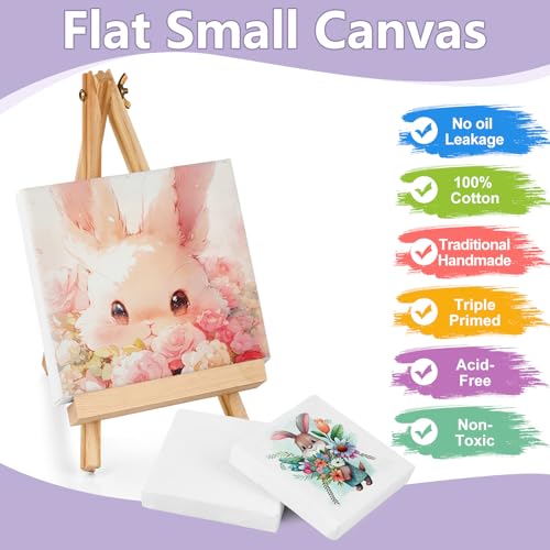 ESRICH Mini Canvases for Painting, 3x3IN Canvas in Bulk 64Pack, 2/5In Profile Small Square Canvas, Blank Canvases are Great for School Projects and Kids Birthday Parties, Home Decor Project. - Image 3