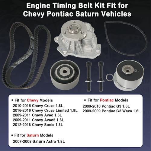 ZARDETO Engine Timing Belt Kit with Water Pump Compatible with 2009-2018 Chevy Cruze Sonic Aveo Aveo5, 2009-2010 Pontiac G3, 2007-2008 Saturn Astra 1.6L 1.8L Replaces TCKWP338 24422964 25195119 - Image 2