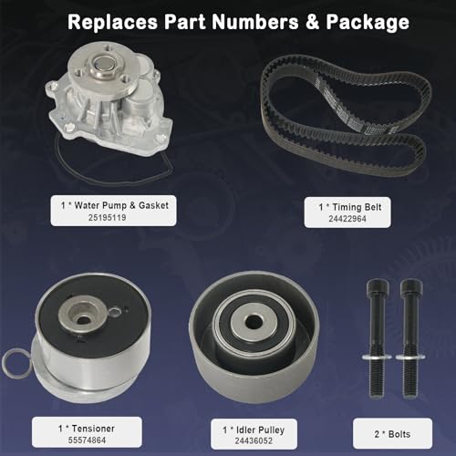 ZARDETO Engine Timing Belt Kit with Water Pump Compatible with 2009-2018 Chevy Cruze Sonic Aveo Aveo5, 2009-2010 Pontiac G3, 2007-2008 Saturn Astra 1.6L 1.8L Replaces TCKWP338 24422964 25195119 - Image 3