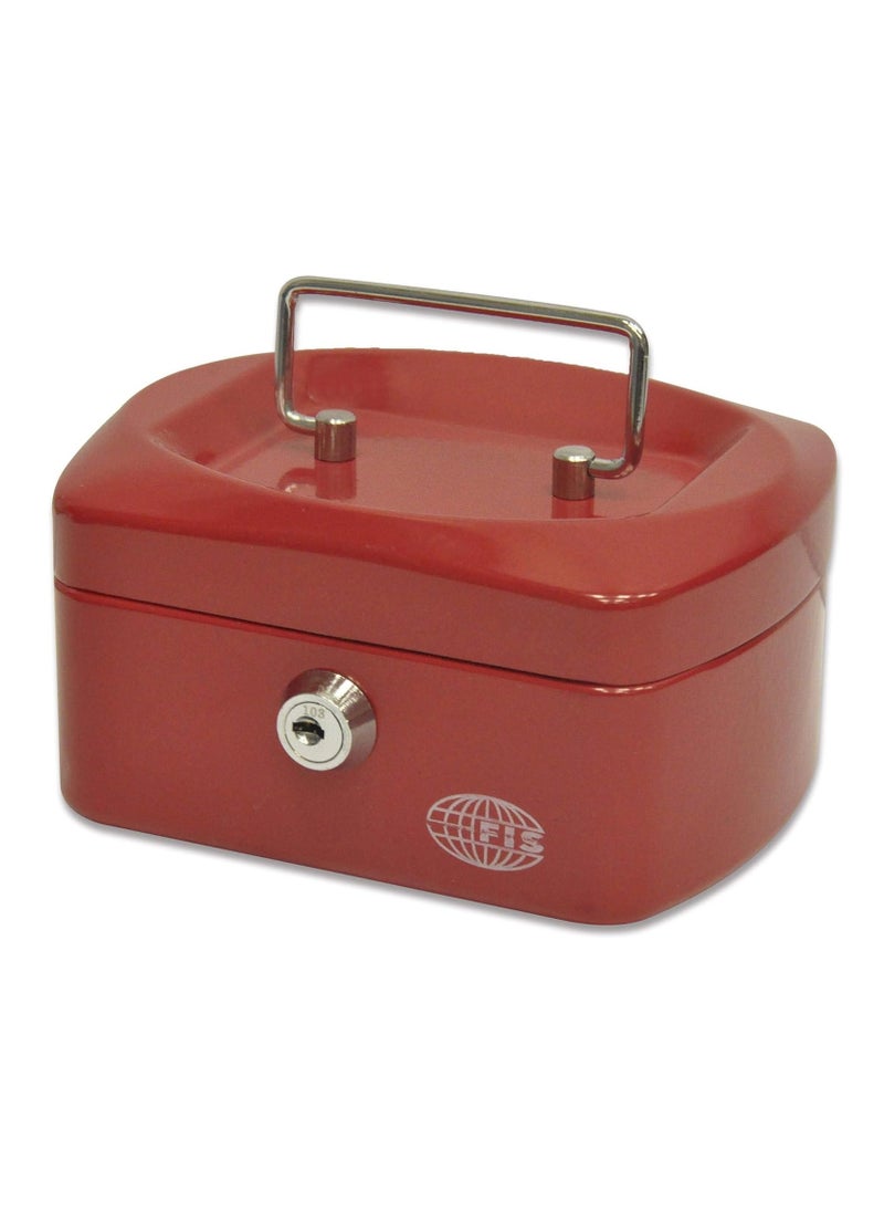 FIS FIS Cash Box Steel Red Color With key lock, 153 x 124 x 82 mm, 6 Inch Lock Size - FSCPTS0140RE  - Image 1