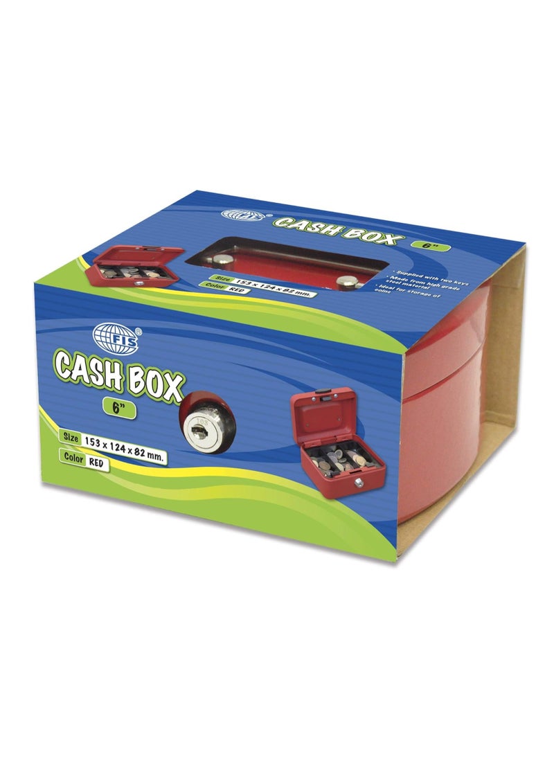 FIS FIS Cash Box Steel Red Color With key lock, 153 x 124 x 82 mm, 6 Inch Lock Size - FSCPTS0140RE  - Image 4